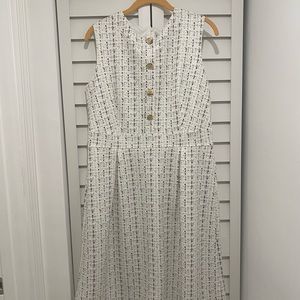 Chanel inspired white button dress